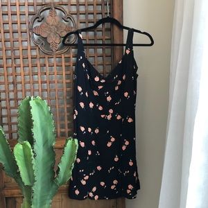 Black floral reformation dress size 10